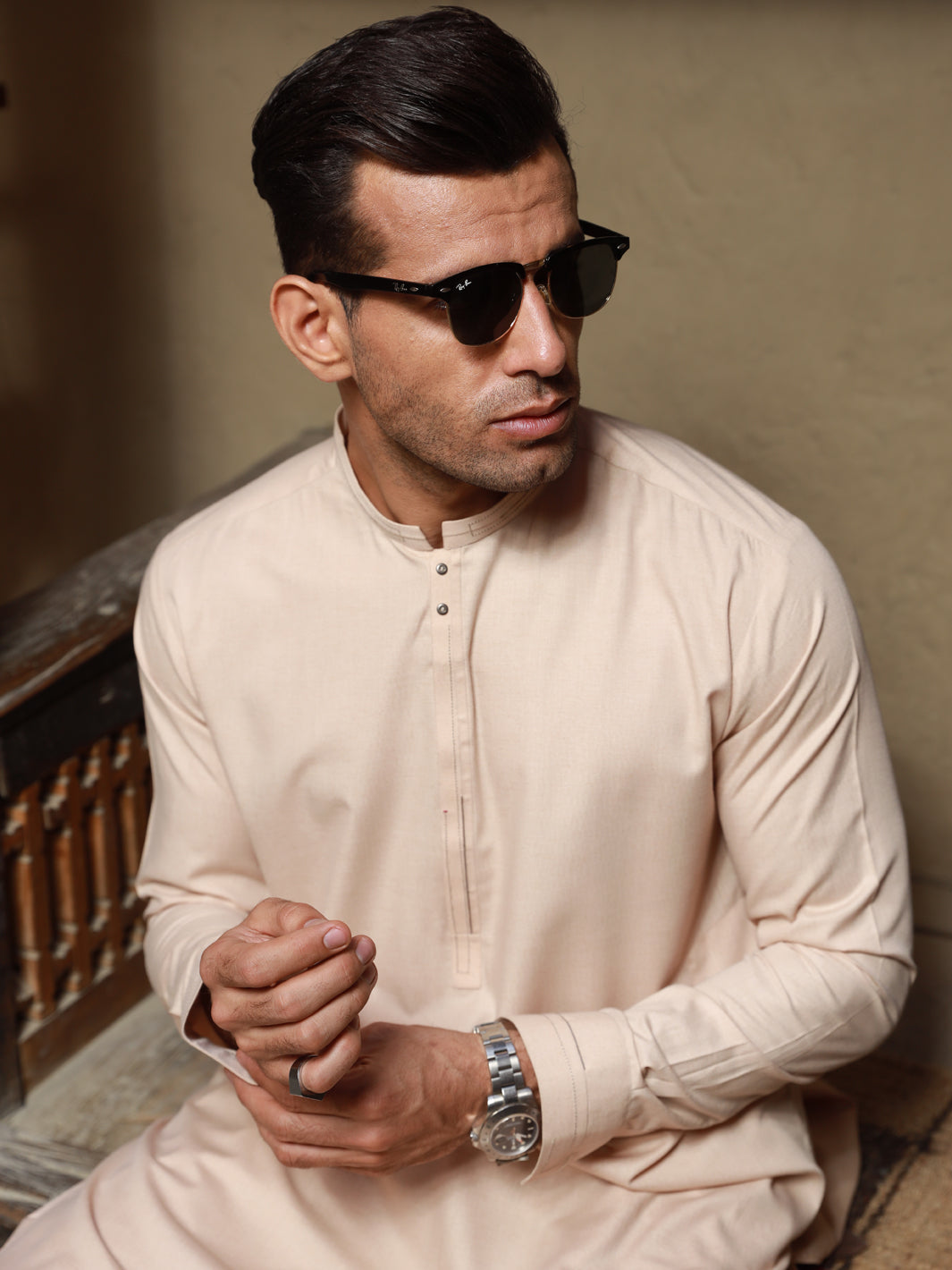Beige Kameez Shalwar - AL-KS-2773