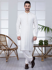 Off White Blended Kameez Shalwar - AL-KS-2780