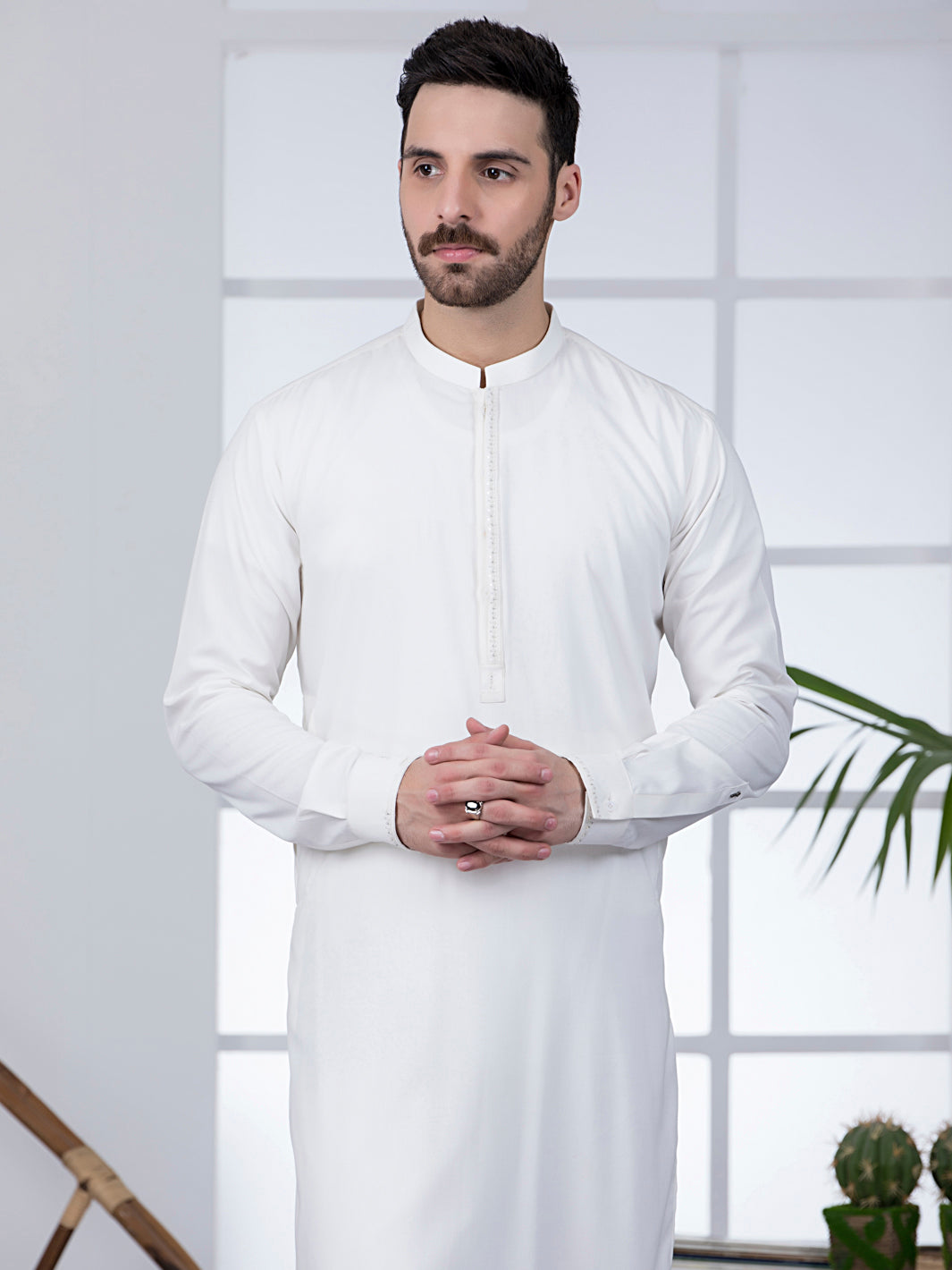 Off White Blended Kameez Shalwar - AL-KS-2780