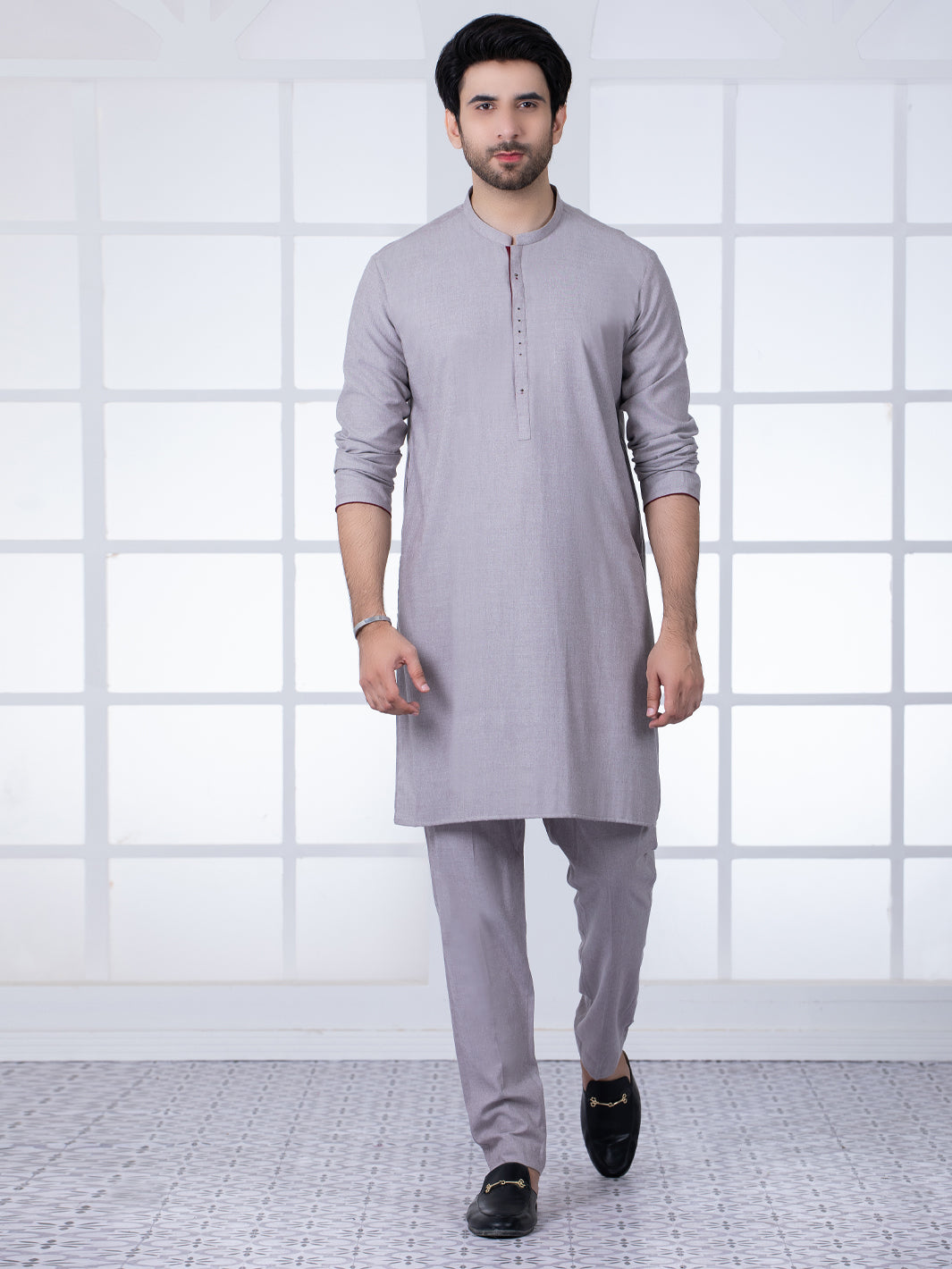 Light Brown Blended Kurta Trouser - AL-KT-2795