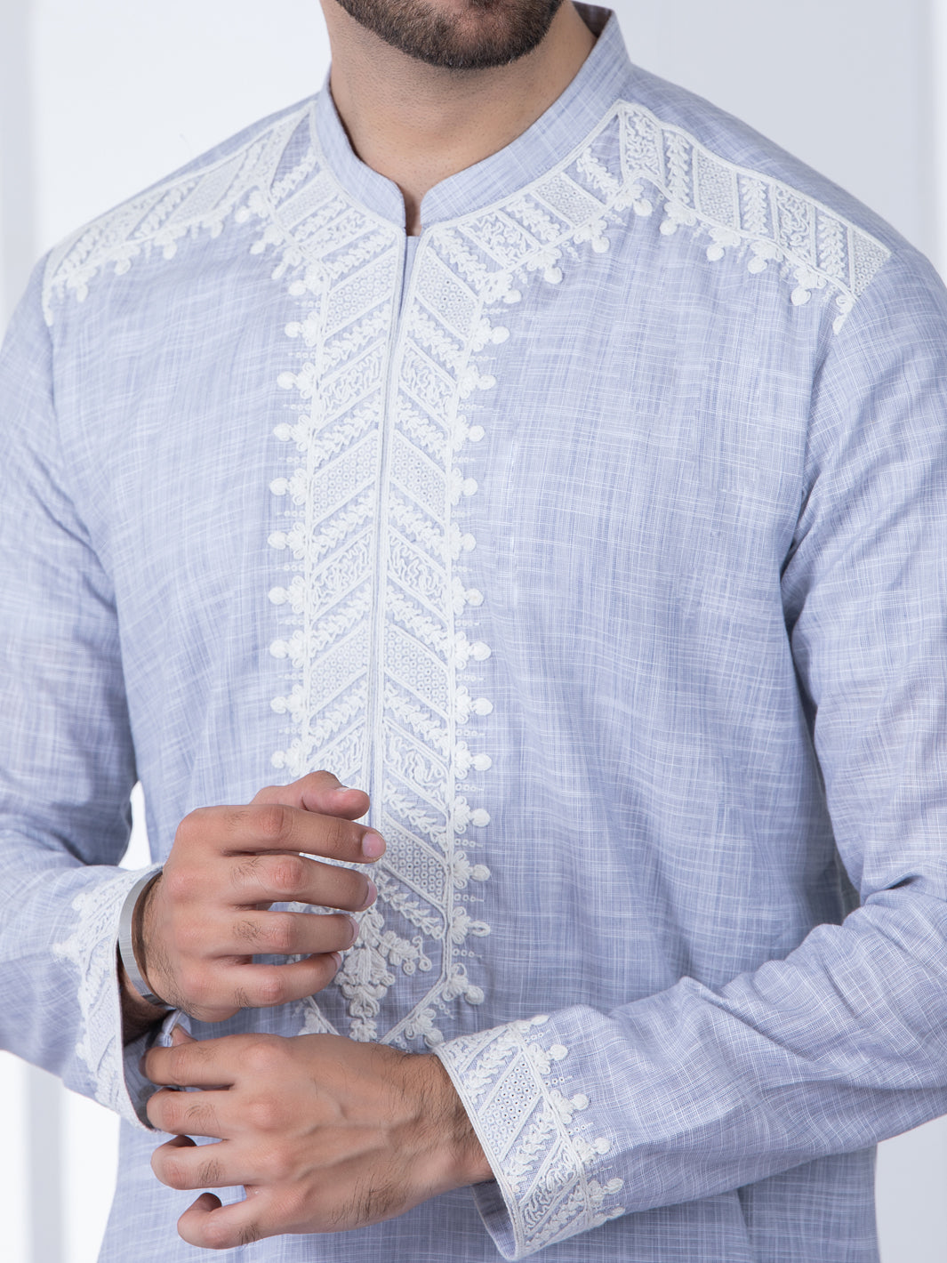 Light Grey Cotton Kurta Trouser - AL-KT-2801A