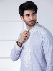 Light Grey Cotton Kurta Trouser - AL-KT-2801A