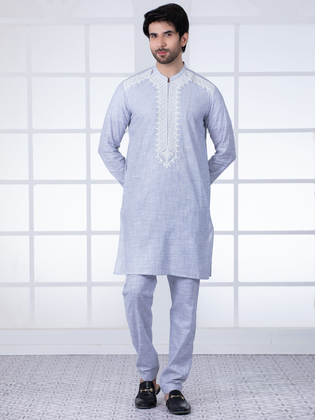 Light Grey Cotton Kurta Trouser - AL-KT-2801A