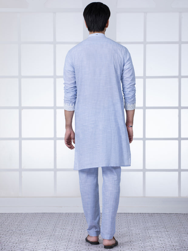 Light Blue Cotton Kurta Trouser - AL-KT-2801B