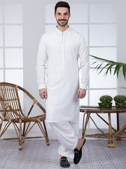White Blended Kameez Shalwar - AL-KS-2806