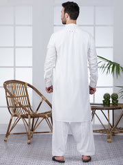 White Blended Kameez Shalwar - AL-KS-2806