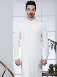 Off White Blended Kameez Shalwar - AL-KS-2807