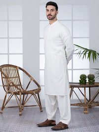 Off White Blended Kameez Shalwar - AL-KS-2807