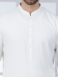 Off White Blended Kameez Shalwar - AL-KS-2807