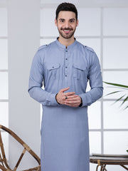 Light Blue Blended Kurta Trouser - AL-KT-2808