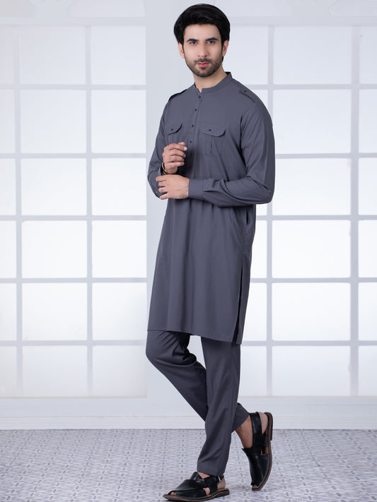 Grey Blended Kurta Trouser - AL-KT-2809
