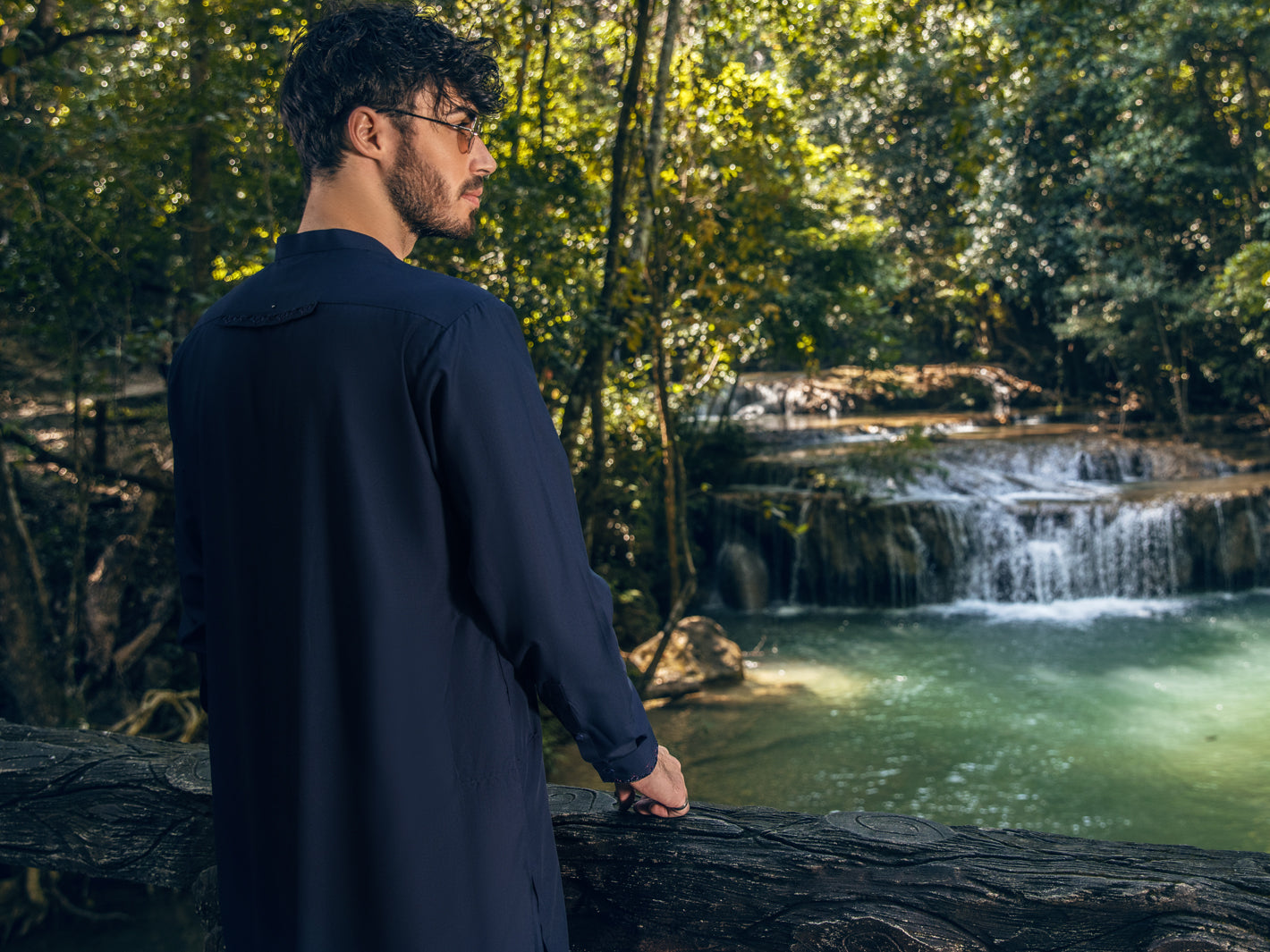 Dark Blue Blended Kameez Shalwar - AL-KS-2821