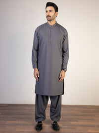 Dark Grey Blended Kameez Shalwar - AL-KS-2840A