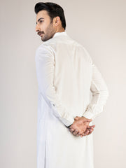 White Blended Kameez Shalwar - AL-KS-2824