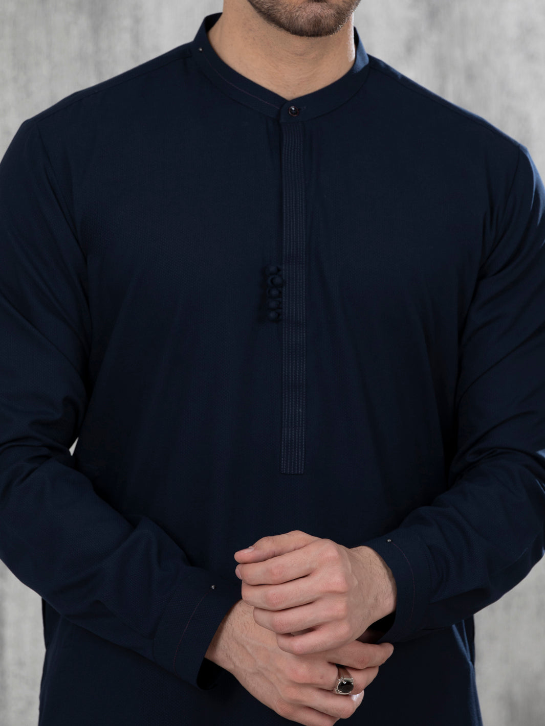 Navy Blue Blended Kurta Trouser - AL-KT-2828