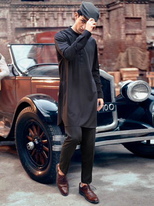 Black Blended Kurta Trouser - AL-KT-2831