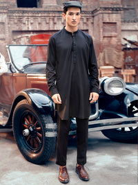 Black Blended Kurta Trouser - AL-KT-2831