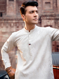 Beige Blended Kurta Trouser - AL-KT-2835