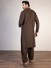 Brown Blended Kameez Shalwar - AL-KS-2840B