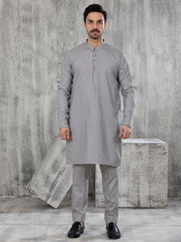 Light Grey Blended Kurta Trouser - AL-KT-2841