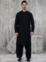 Midnight Blue Blended Kameez Shalwar - AL-KS-2842