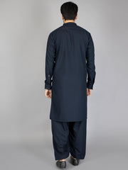 Navy Blue Blended Kameez Shalwar - AL-KS-2845