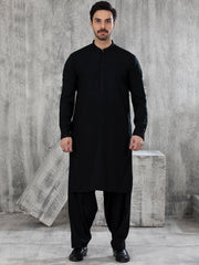 Black Blended Kameez Shalwar - AL-KS-2846