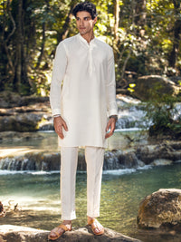 Cream Blended Kurta Trouser - AL-KT-2852