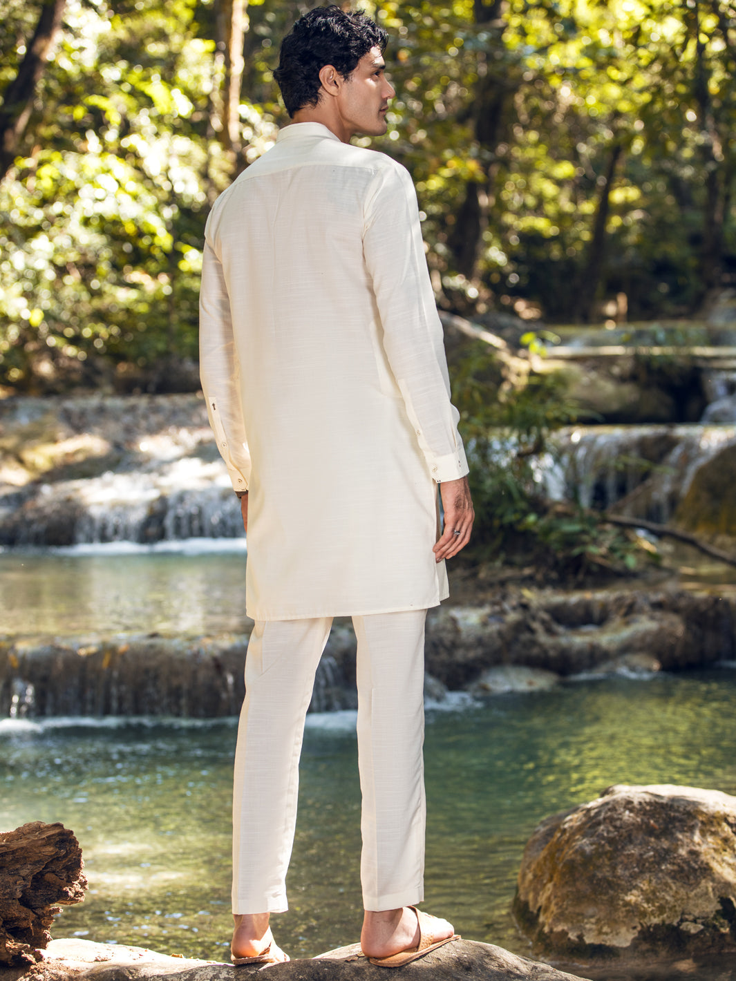 Cream Blended Kurta Trouser - AL-KT-2852