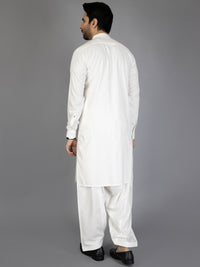 White Blended Kameez Shalwar - AL-KS-2853