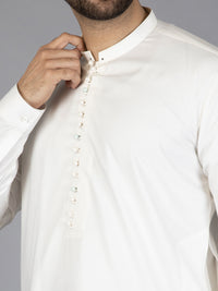 White Blended Kameez Shalwar - AL-KS-2853