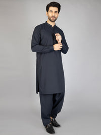 Midnight Blue Blended Kameez Shalwar - AL-KS-2859