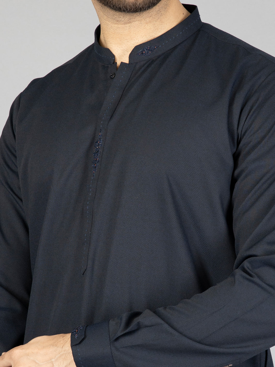 Midnight Blue Blended Kameez Shalwar - AL-KS-2859