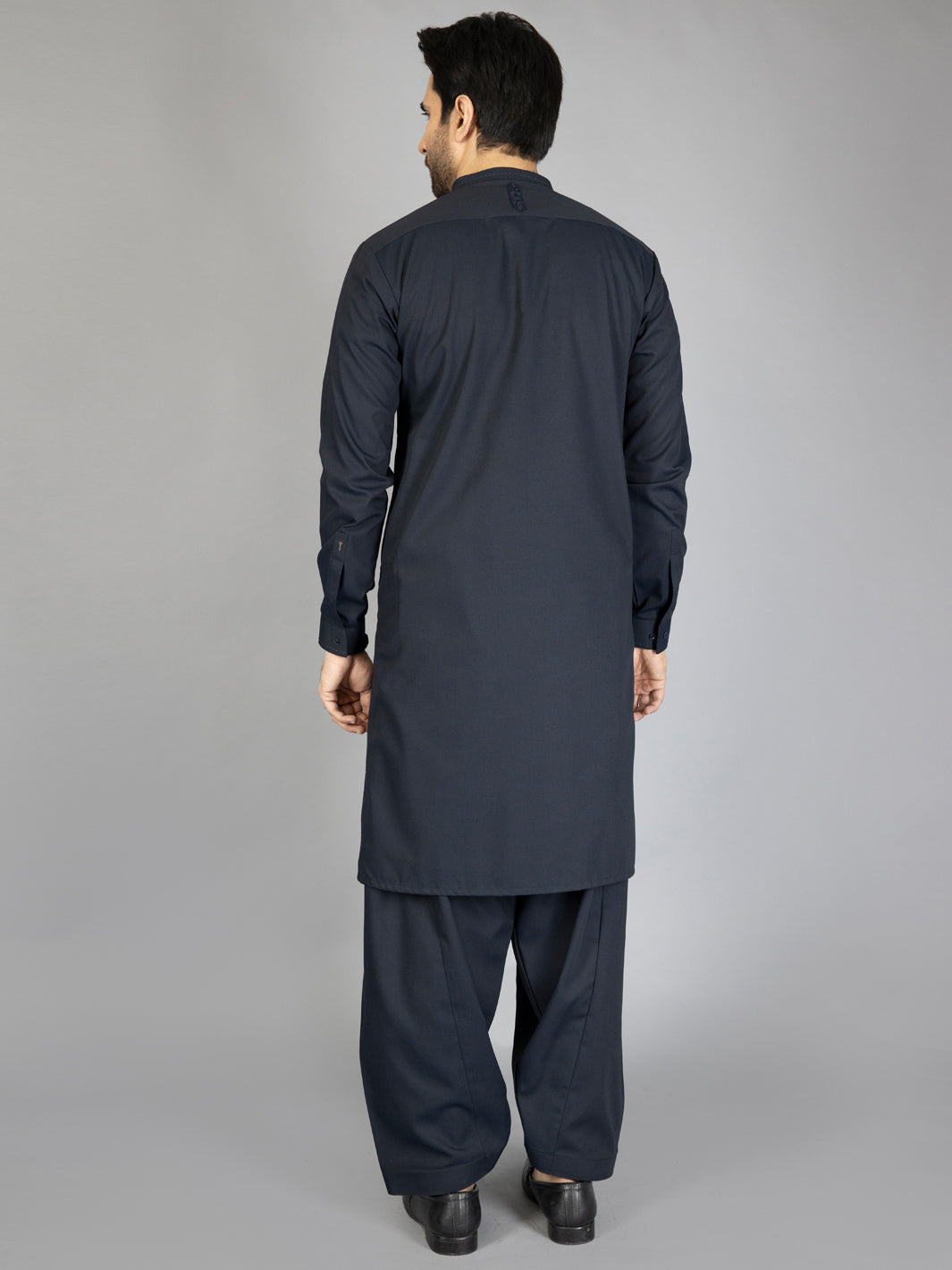 Midnight Blue Blended Kameez Shalwar - AL-KS-2859