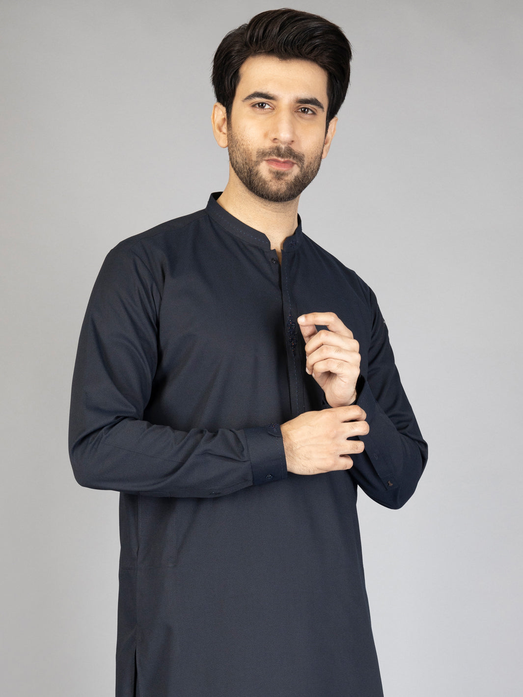 Midnight Blue Blended Kameez Shalwar - AL-KS-2859