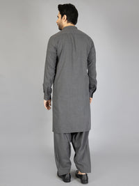 Charcoal Grey Blended Kameez Shalwar - AL-KS-2866