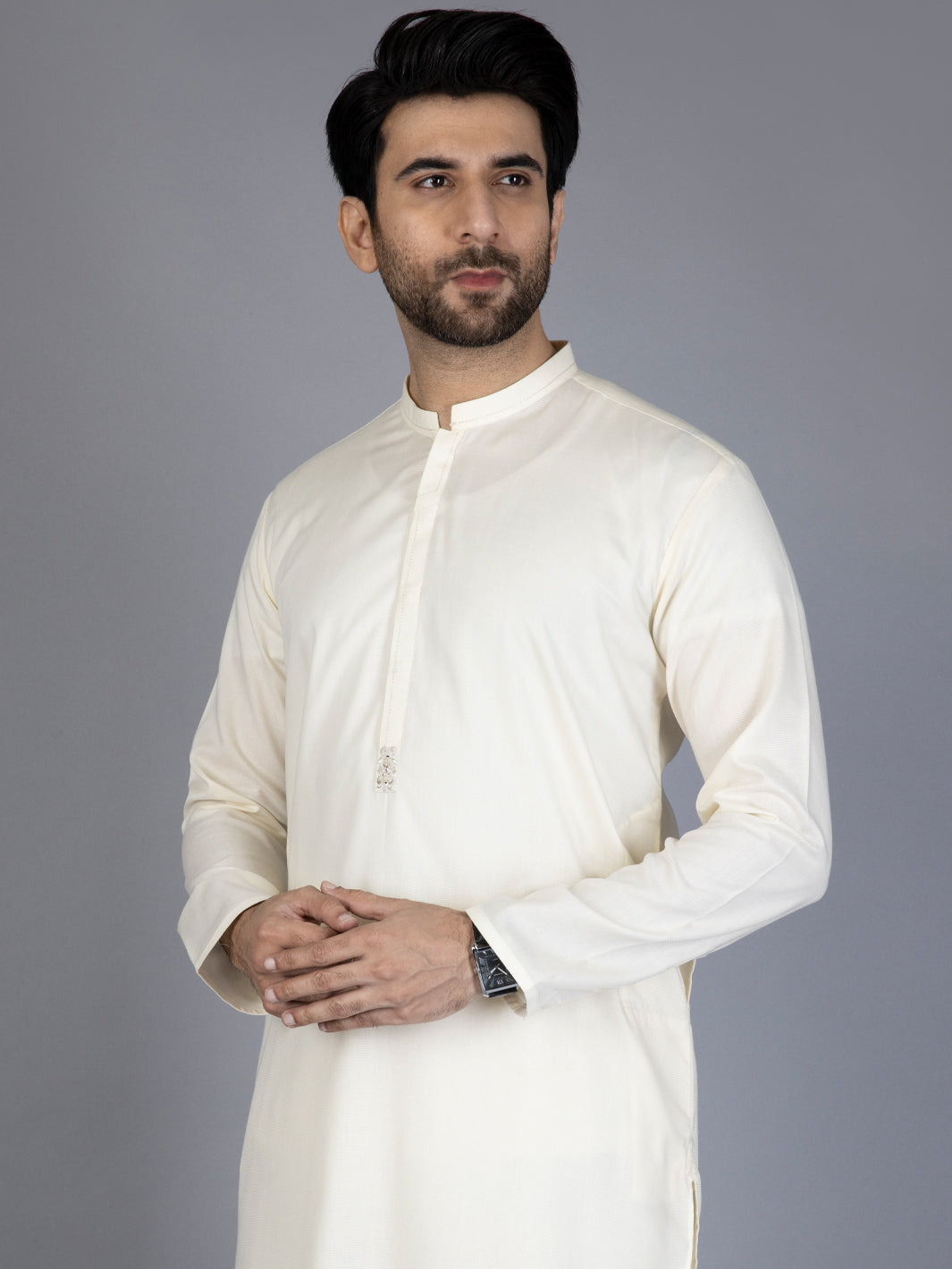 Off White Blended Kurta Trouser - AL-KT-2867