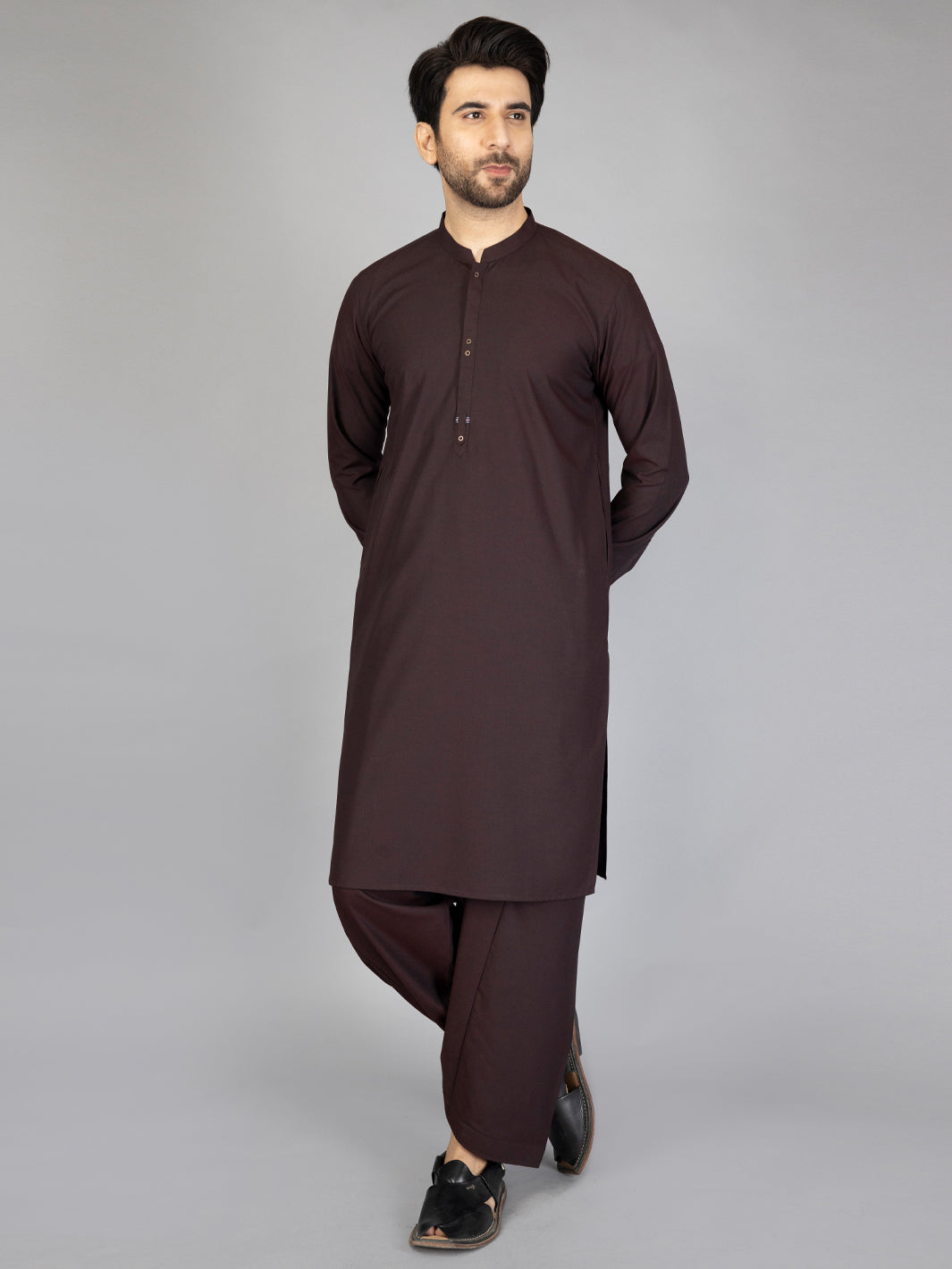 Maroon Blended Kameez Shalwar - AL-KS-2868