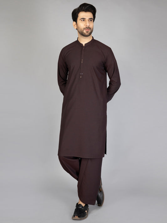 Maroon Blended Kameez Shalwar - AL-KS-2868