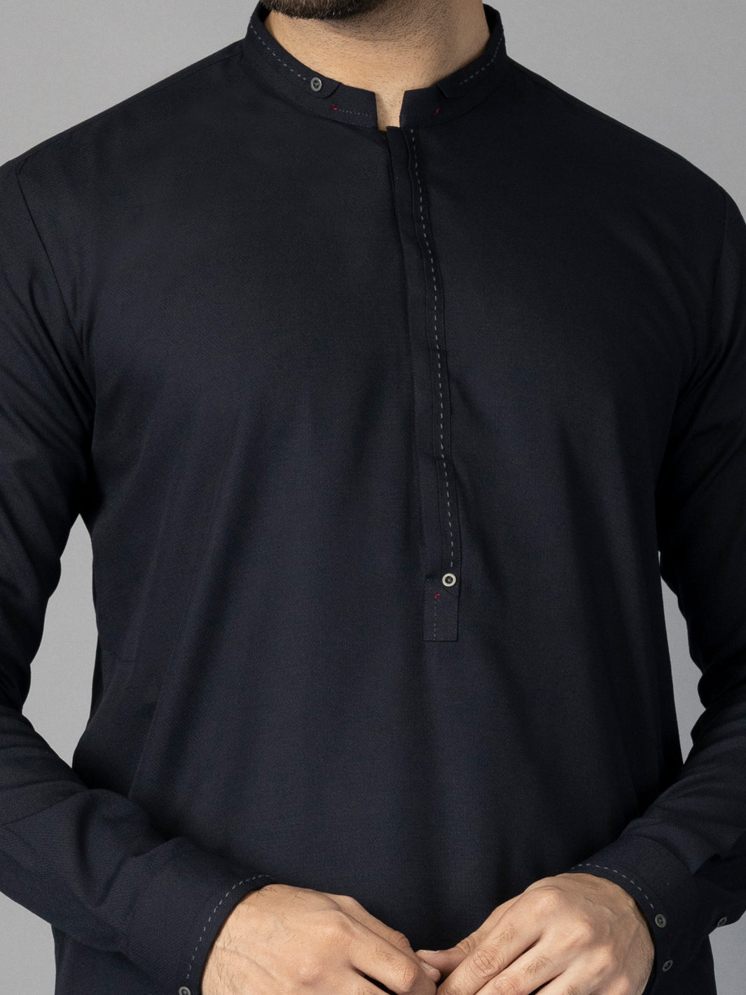 Navy Blue Blended Kameez Shalwar - AL-KS-2869