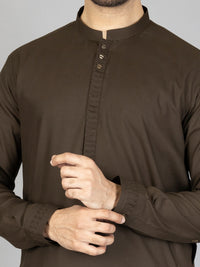 Dark Green Blended Kameez Shalwar - AL-KS-2870