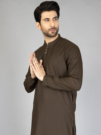 Dark Green Blended Kameez Shalwar - AL-KS-2870
