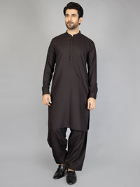 Dark Brown Blended Kameez Shalwar - AL-KS-2871