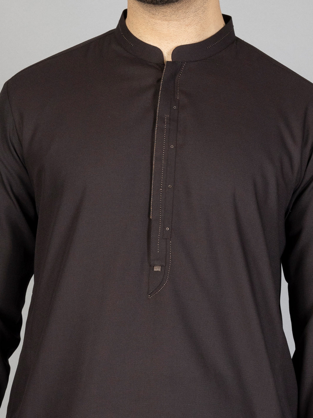 Dark Brown Blended Kameez Shalwar - AL-KS-2871