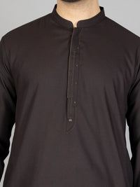 Dark Brown Blended Kameez Shalwar - AL-KS-2871