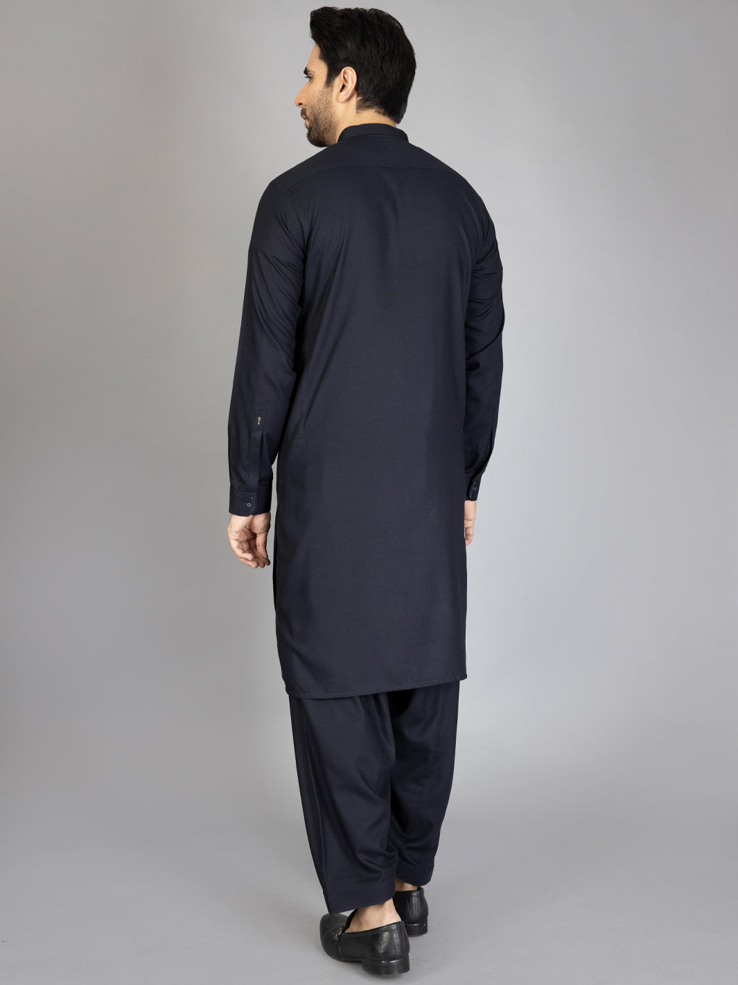 Dark Blue Blended Kameez Shalwar - AL-KS-2872