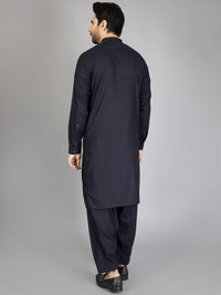 Dark Blue Blended Kameez Shalwar - AL-KS-2872