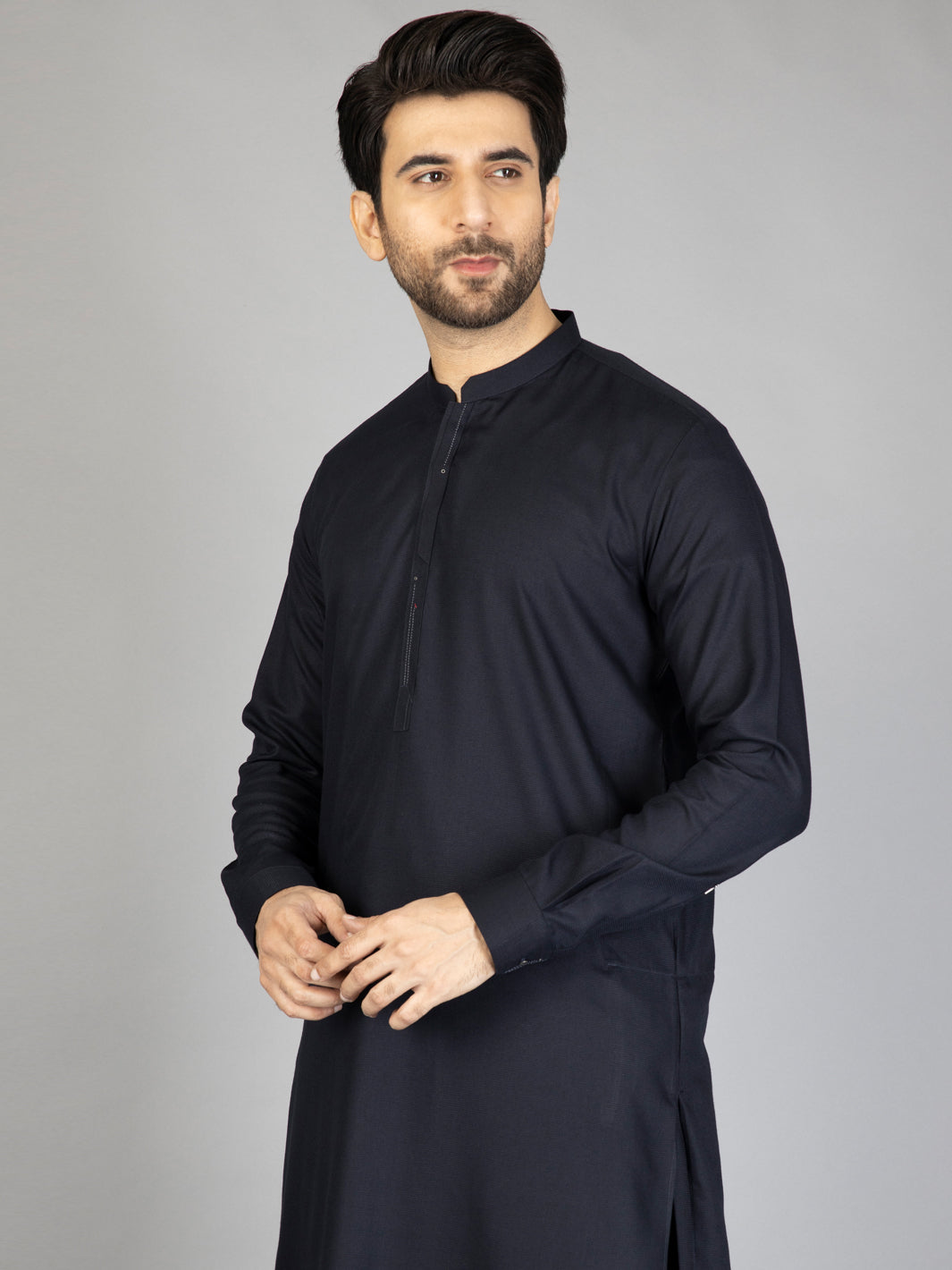 Dark Blue Blended Kameez Shalwar - AL-KS-2872