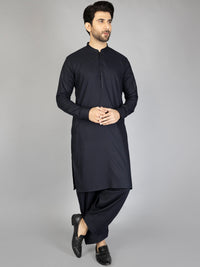 Dark Blue Blended Kameez Shalwar - AL-KS-2872