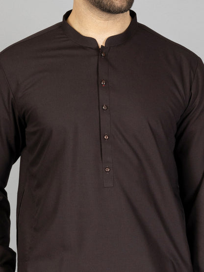 Dark Brown Blended Kurta Trouser - AL-KT-2878